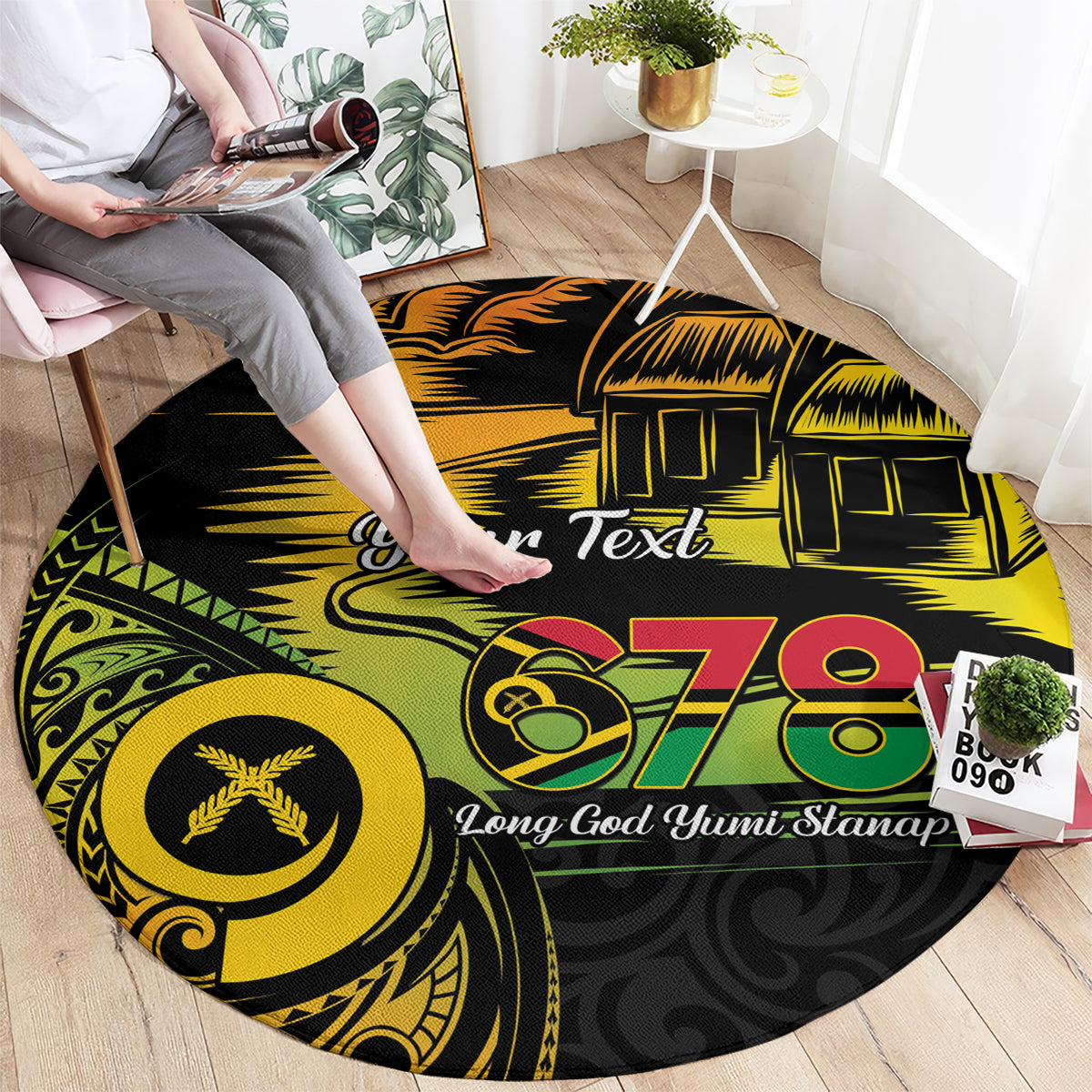 Personalised Vanuatu 678 Round Carpet Proud To Be A Ni-Van LT14 - Polynesian Pride