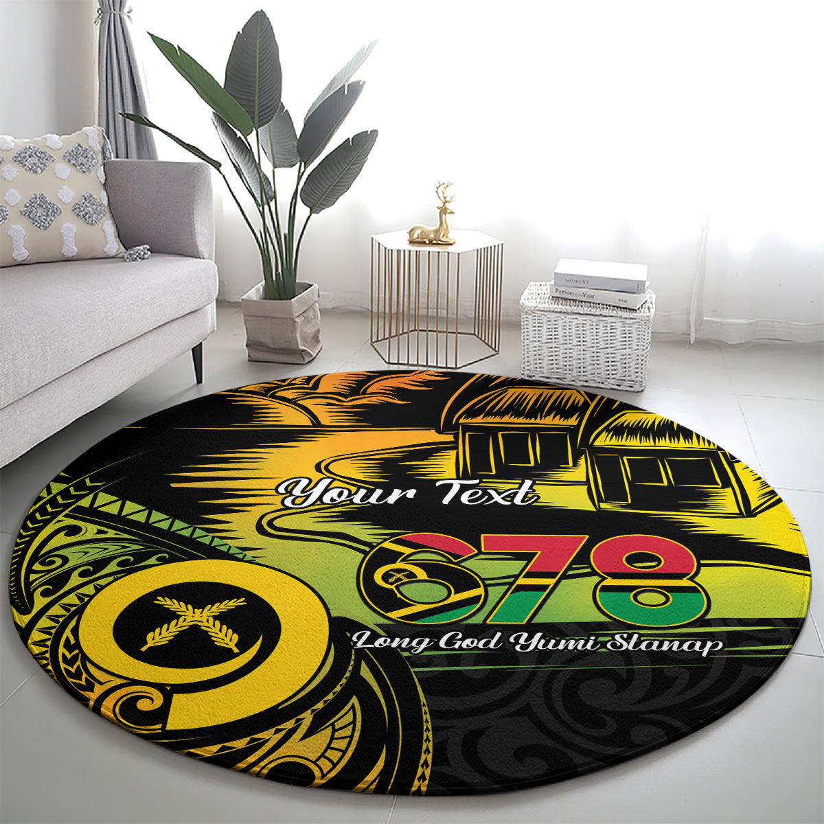 Personalised Vanuatu 678 Round Carpet Proud To Be A Ni-Van LT14 - Polynesian Pride