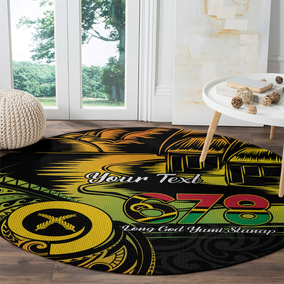 Personalised Vanuatu 678 Round Carpet Proud To Be A Ni-Van LT14 - Polynesian Pride
