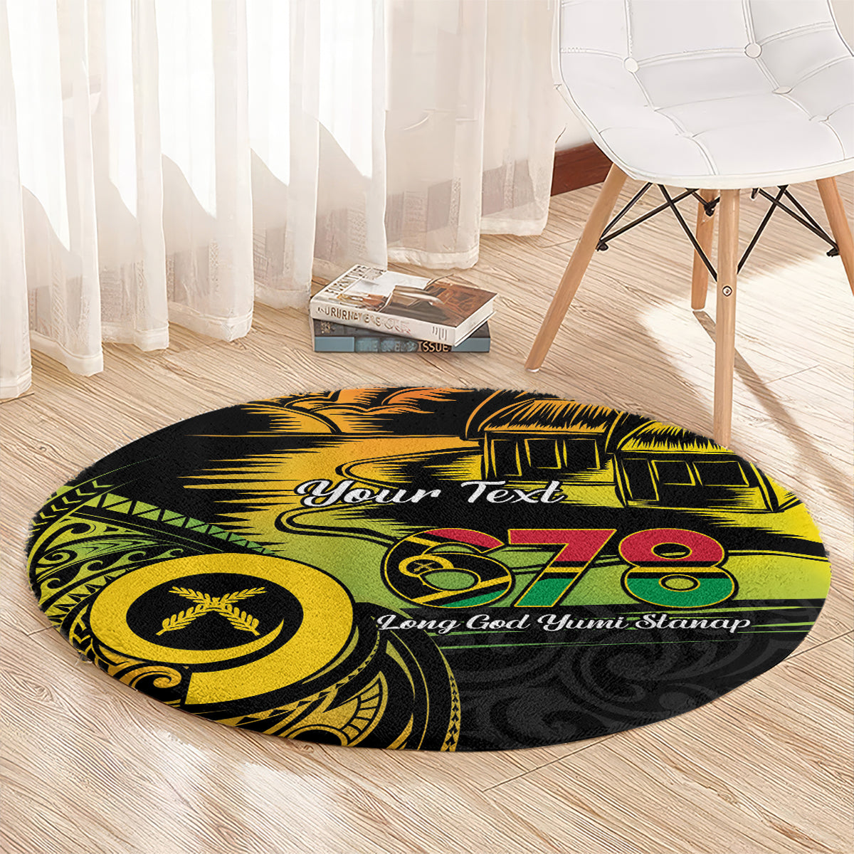 Personalised Vanuatu 678 Round Carpet Proud To Be A Ni-Van LT14 - Polynesian Pride