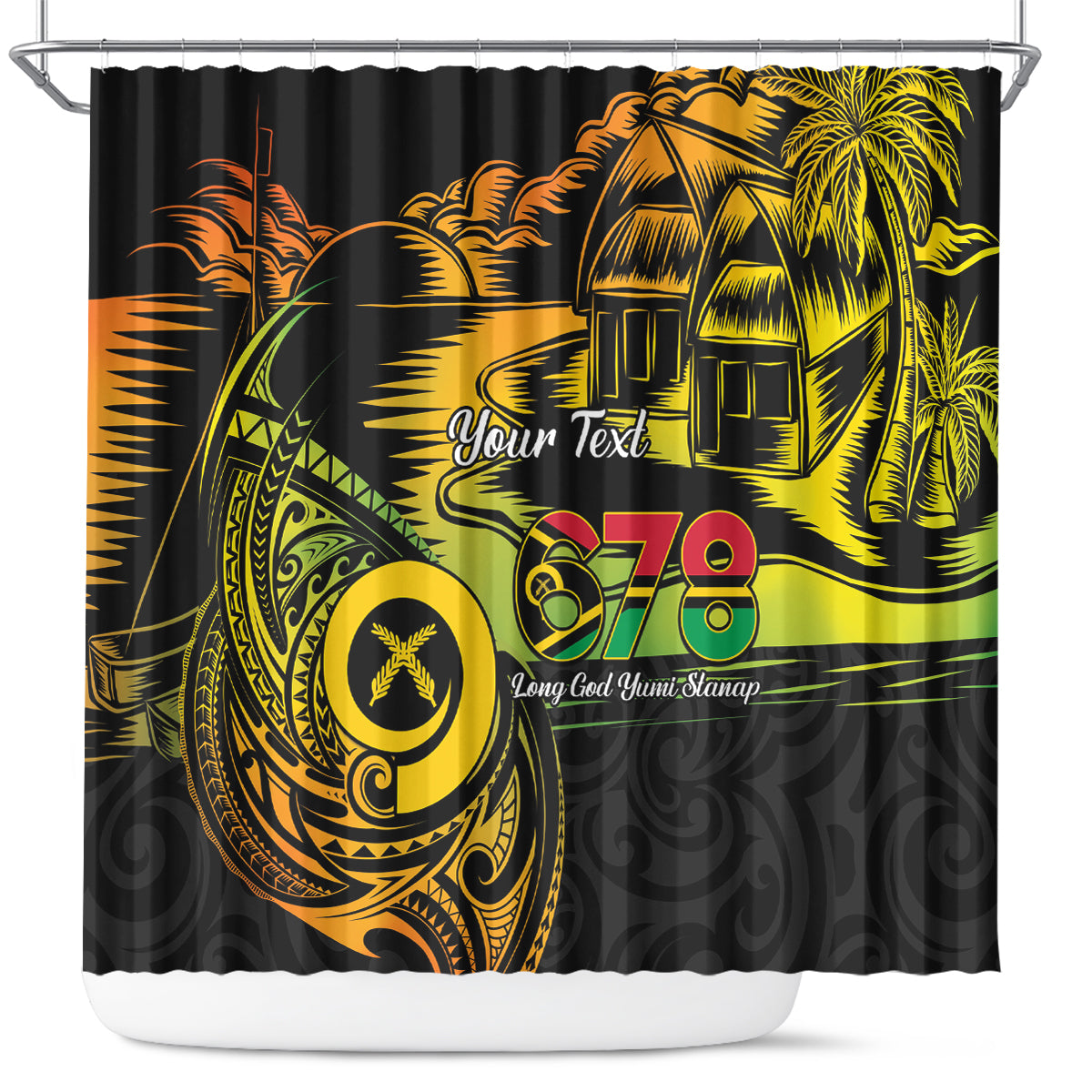 Personalised Vanuatu 678 Shower Curtain Proud To Be A Ni-Van LT14 Black - Polynesian Pride