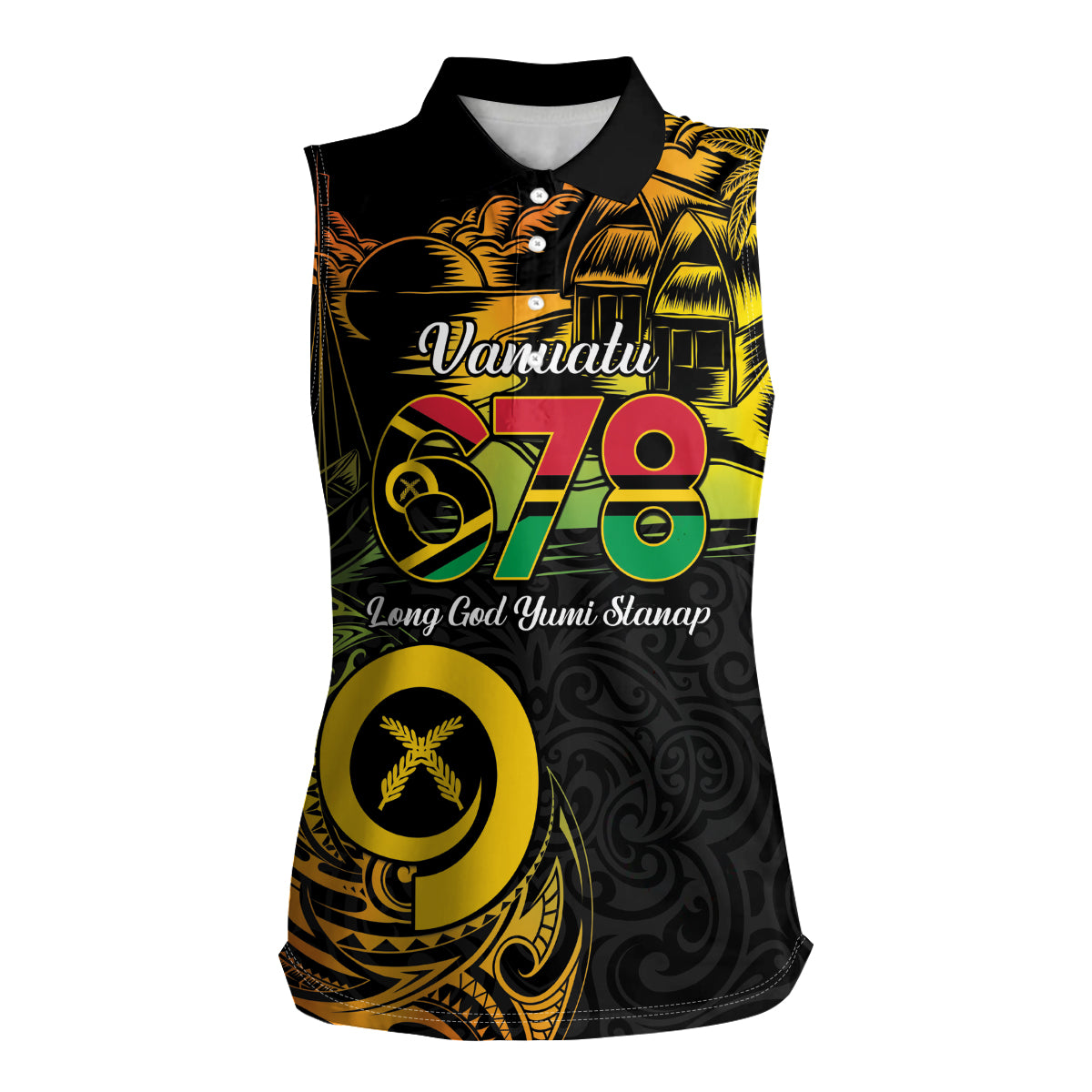 Personalised Vanuatu 678 Women Sleeveless Polo Shirt Proud To Be A Ni-Van LT14 Female Black - Polynesian Pride