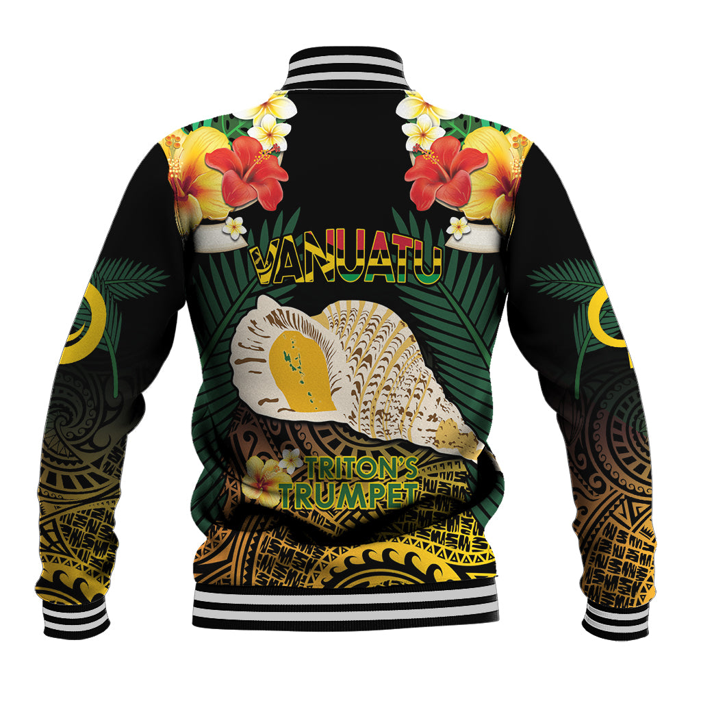 Vanuatu Triton's Trumpet Baseball Jacket Tropical Flowers Vanuatuan Map