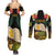 Vanuatu Triton's Trumpet Couples Matching Summer Maxi Dress and Long Sleeve Button Shirt Tropical Flowers Vanuatuan Map