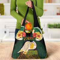 Vanuatu Triton's Trumpet Grocery Bag Tropical Flowers Vanuatuan Map