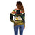 Vanuatu Triton's Trumpet Off Shoulder Sweater Tropical Flowers Vanuatuan Map