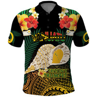 Vanuatu Triton's Trumpet Polo Shirt Tropical Flowers Vanuatuan Map