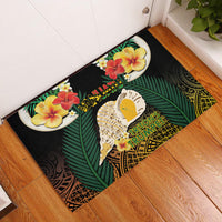 Vanuatu Triton's Trumpet Rubber Doormat Tropical Flowers Vanuatuan Map
