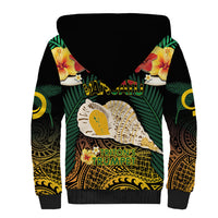 Vanuatu Triton's Trumpet Sherpa Hoodie Tropical Flowers Vanuatuan Map