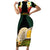 Vanuatu Triton's Trumpet Short Sleeve Bodycon Dress Tropical Flowers Vanuatuan Map