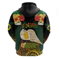 Vanuatu Triton's Trumpet Zip Hoodie Tropical Flowers Vanuatuan Map LT14 - Polynesian Pride