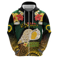 Vanuatu Triton's Trumpet Zip Hoodie Tropical Flowers Vanuatuan Map LT14 - Polynesian Pride