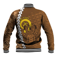 Vanuatu Coconut Crab Baseball Jacket Ni-Van Tropical Leaves With Sand Drawing Art