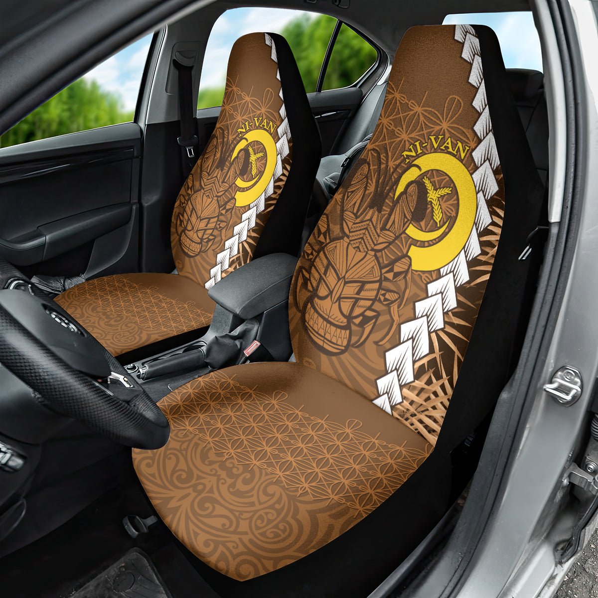 Vanuatu Coconut Crab Car Seat Cover Ni-Van Tropical Leaves With Sand Drawing Art