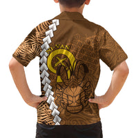 Vanuatu Coconut Crab Kid Hawaiian Shirt Ni-Van Tropical Leaves With Sand Drawing Art