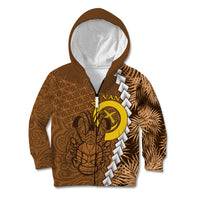 Vanuatu Coconut Crab Kid Hoodie Ni-Van Tropical Leaves With Sand Drawing Art
