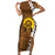 Vanuatu Coconut Crab Short Sleeve Bodycon Dress Ni-Van Tropical Leaves With Sand Drawing Art