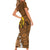 Vanuatu Coconut Crab Short Sleeve Bodycon Dress Ni-Van Tropical Leaves With Sand Drawing Art