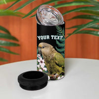 Personalised New Zealand Kakapo 4 in 1 Can Cooler Tumbler Aotearoa Fern With Manuka