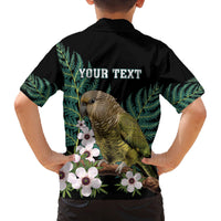Personalised New Zealand Kakapo Family Matching Off The Shoulder Long Sleeve Dress and Hawaiian Shirt Aotearoa Fern With Manuka LT14 - Polynesian Pride