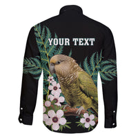 Personalised New Zealand Kakapo Family Matching Off The Shoulder Long Sleeve Dress and Hawaiian Shirt Aotearoa Fern With Manuka LT14 - Polynesian Pride