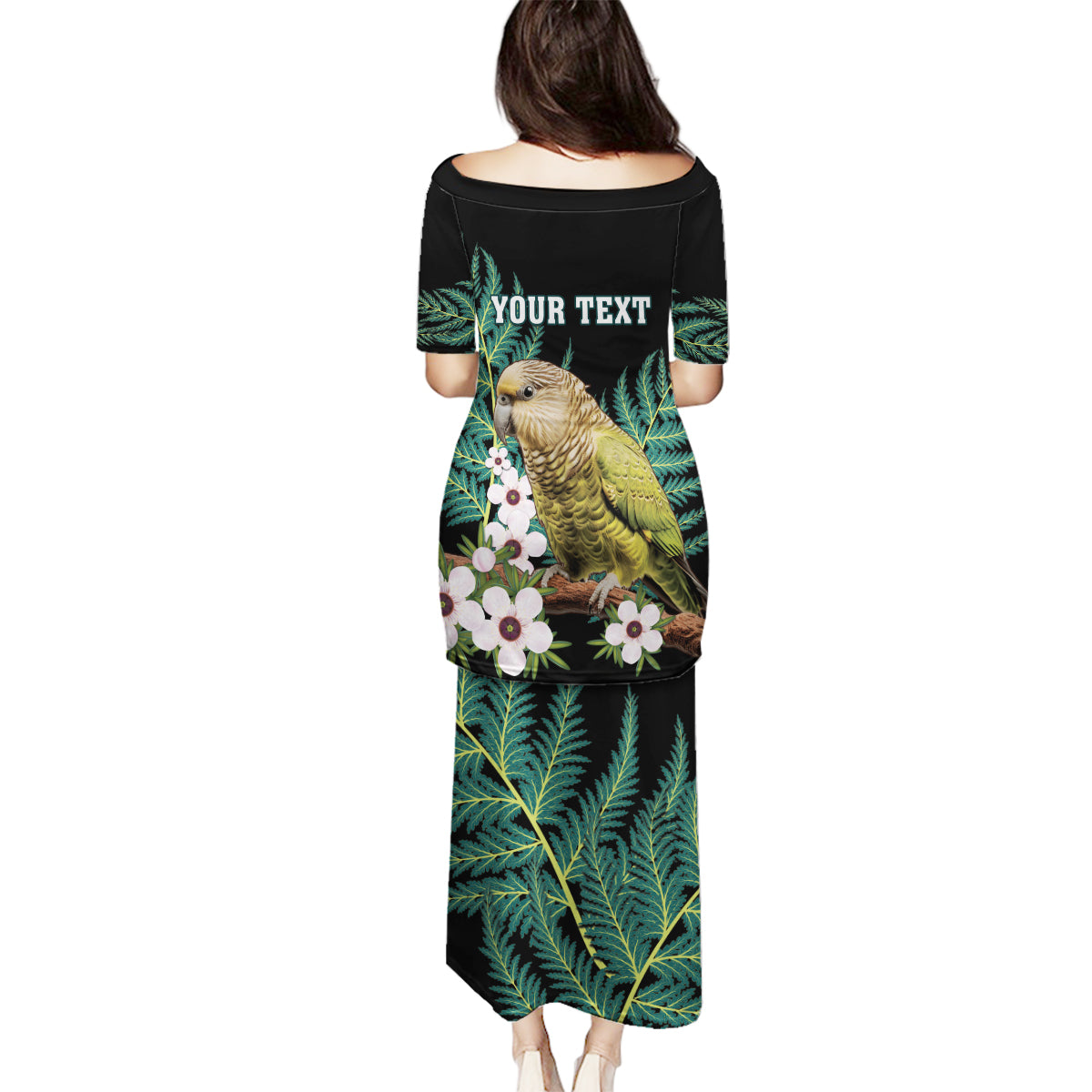 Personalised New Zealand Kakapo Family Matching Puletasi and Hawaiian Shirt Aotearoa Fern With Manuka