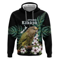 Personalised New Zealand Kakapo Zip Hoodie Aotearoa Fern With Manuka LT14 Pullover Hoodie Black - Polynesian Pride