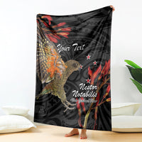 Personalised New Zealand Kea Blanket Nestor Notabilis With Harakeke Maori Pattern