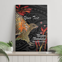 Personalised New Zealand Kea Canvas Wall Art Nestor Notabilis With Harakeke Maori Pattern