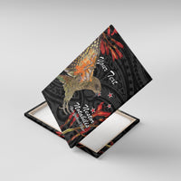 Personalised New Zealand Kea Canvas Wall Art Nestor Notabilis With Harakeke Maori Pattern