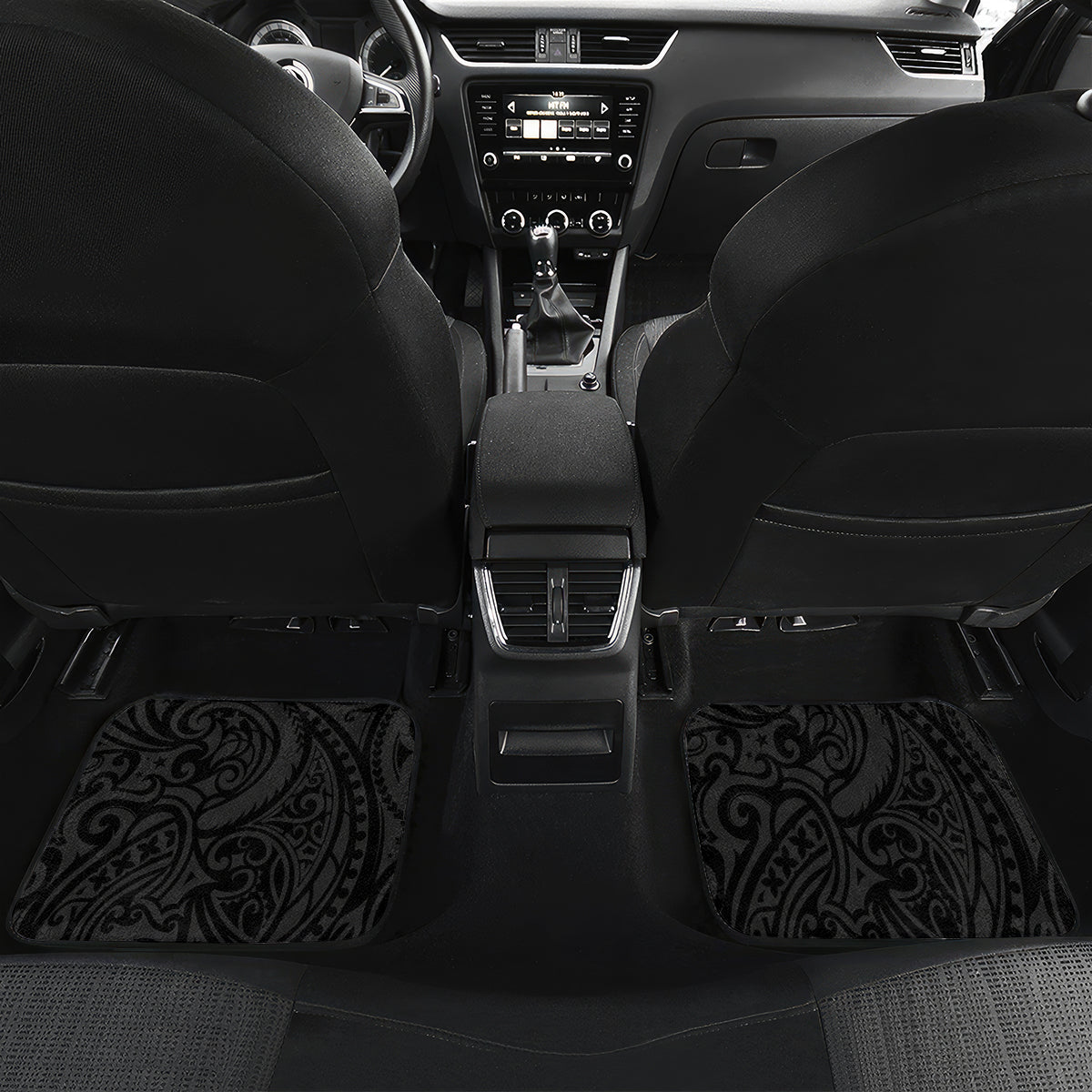 Personalised New Zealand Kea Car Mats Nestor Notabilis With Harakeke Maori Pattern LT14 Set 2pcs - Back Black - Polynesian Pride