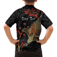Personalised New Zealand Kea Family Matching Long Sleeve Bodycon Dress and Hawaiian Shirt Nestor Notabilis With Harakeke Maori Pattern LT14 - Polynesian Pride