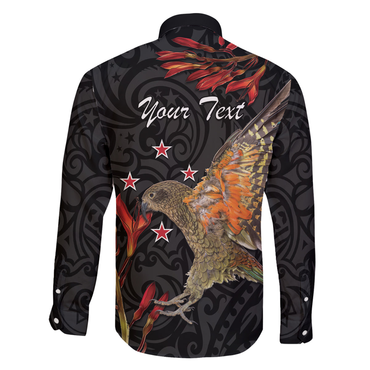 Personalised New Zealand Kea Family Matching Off The Shoulder Long Sleeve Dress and Hawaiian Shirt Nestor Notabilis With Harakeke Maori Pattern LT14 - Polynesian Pride