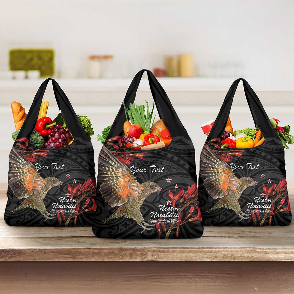 Personalised New Zealand Kea Grocery Bag Nestor Notabilis With Harakeke Maori Pattern