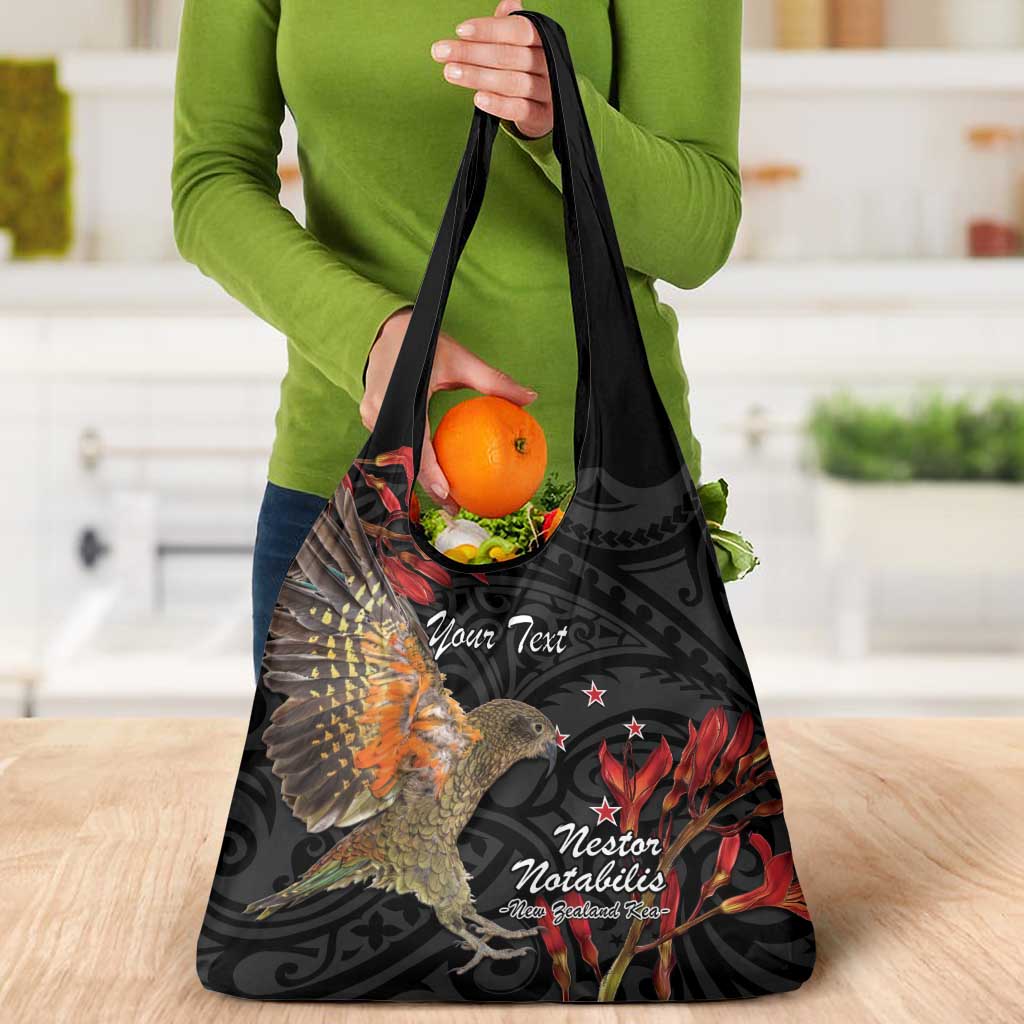 Personalised New Zealand Kea Grocery Bag Nestor Notabilis With Harakeke Maori Pattern