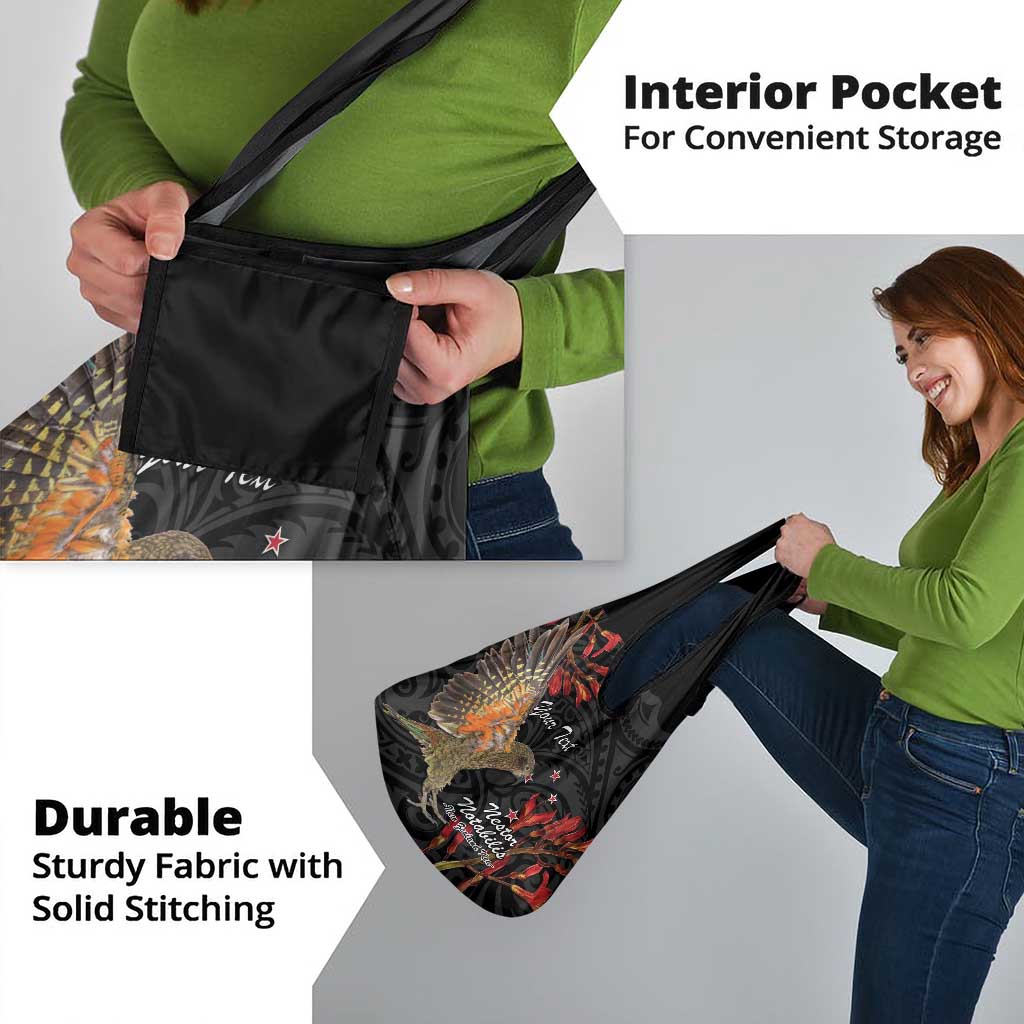 Personalised New Zealand Kea Grocery Bag Nestor Notabilis With Harakeke Maori Pattern