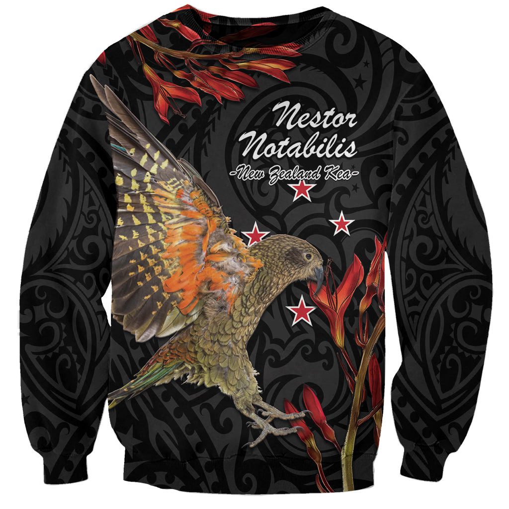 Personalised New Zealand Kea Sweatshirt Nestor Notabilis With Harakeke Maori Pattern