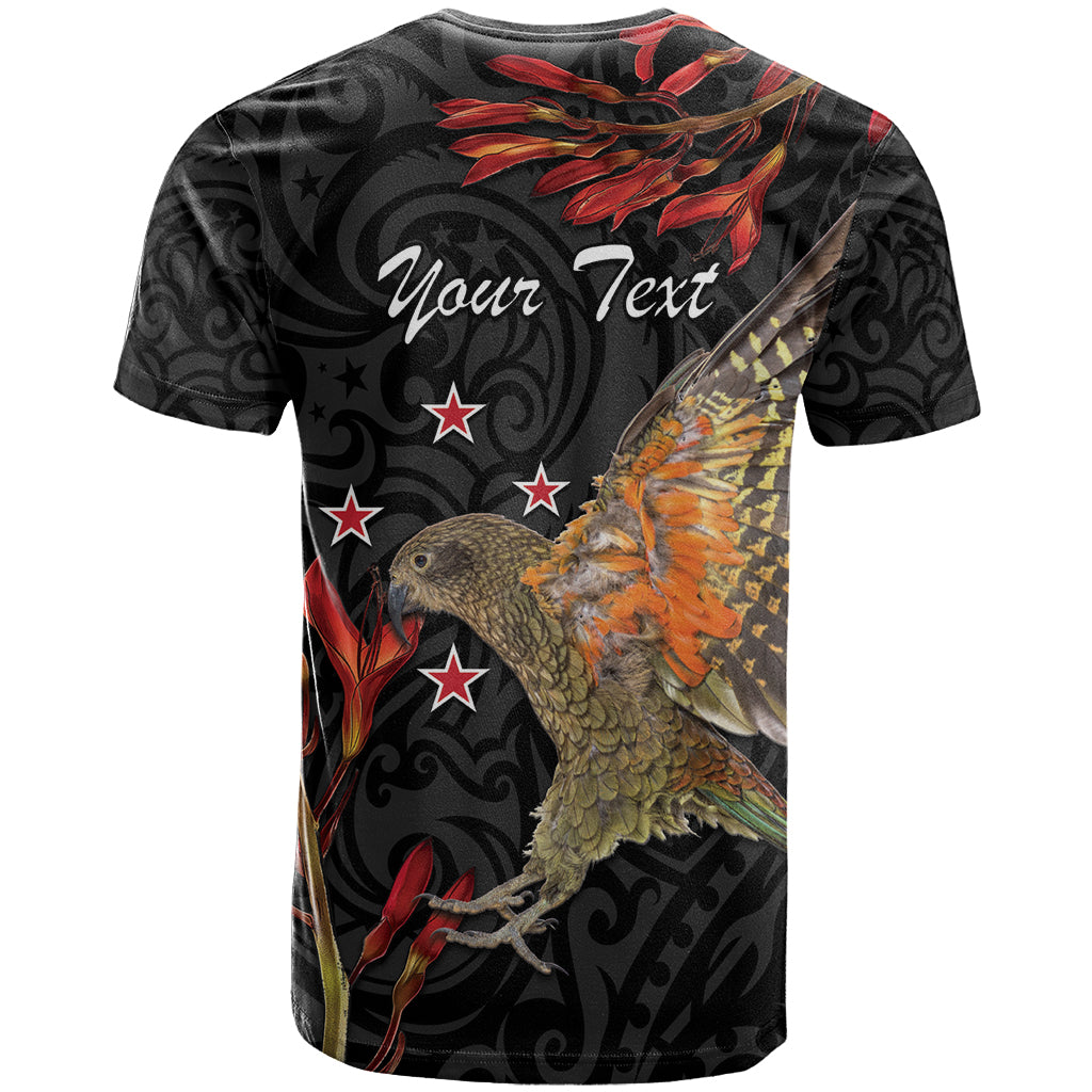 Personalised New Zealand Kea T Shirt Nestor Notabilis With Harakeke Maori Pattern