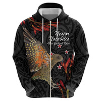 Personalised New Zealand Kea Zip Hoodie Nestor Notabilis With Harakeke Maori Pattern LT14 - Polynesian Pride