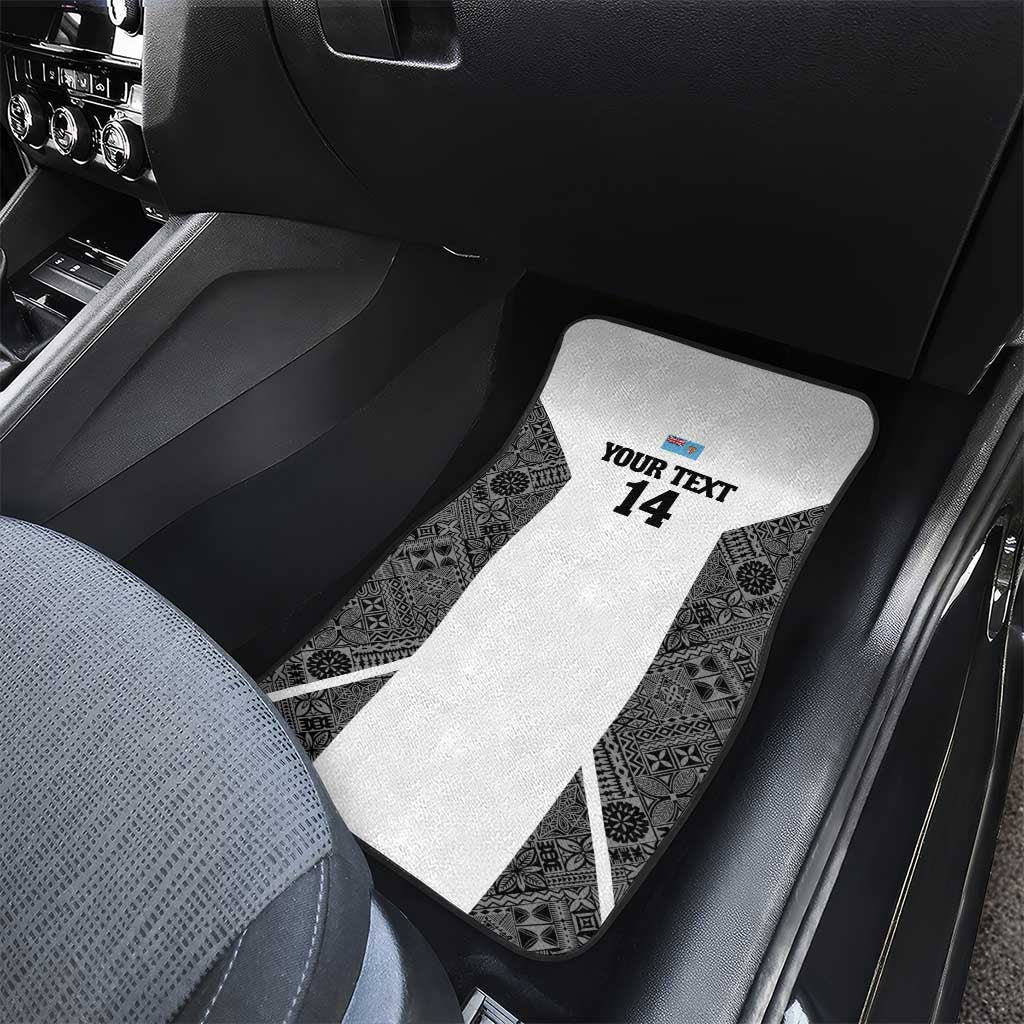 Custom Fiji Tapa Rugby Car Mats Flying Fijian Black And White Version