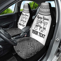 Custom Fiji Tapa Rugby Car Seat Cover Flying Fijian Black And White Version