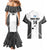 Custom Fiji Tapa Rugby Couples Matching Mermaid Dress and Hawaiian Shirt Flying Fijian Black And White Version