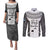 Custom Fiji Tapa Rugby Couples Matching Puletasi and Long Sleeve Button Shirt Flying Fijian Black And White Version