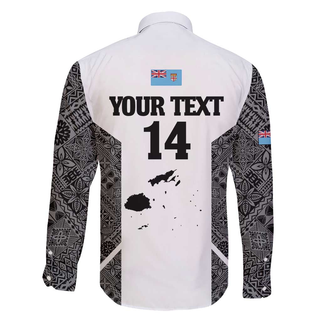 Custom Fiji Tapa Rugby Family Matching Mermaid Dress and Hawaiian Shirt Flying Fijian Black And White Version