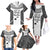 Custom Fiji Tapa Rugby Family Matching Off The Shoulder Long Sleeve Dress and Hawaiian Shirt Flying Fijian Black And White Version