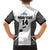 Custom Fiji Tapa Rugby Family Matching Summer Maxi Dress and Hawaiian Shirt Flying Fijian Black And White Version
