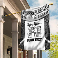 Custom Fiji Tapa Rugby Garden Flag Flying Fijian Black And White Version
