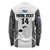 Custom Fiji Tapa Rugby Long Sleeve Shirt Flying Fijian Black And White Version