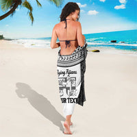 Custom Fiji Tapa Rugby Sarong Flying Fijian Black And White Version