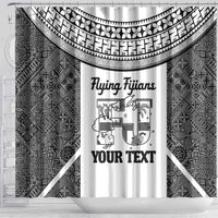 Custom Fiji Tapa Rugby Shower Curtain Flying Fijian Black And White Version